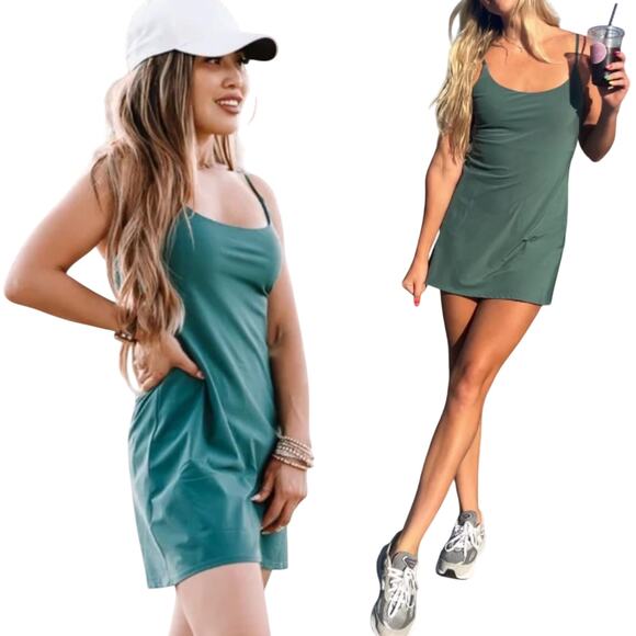 Abercrombie & Fitch Traveler Active Dress Built in Shorts Mini Green XL Tall - Picture 3 of 12